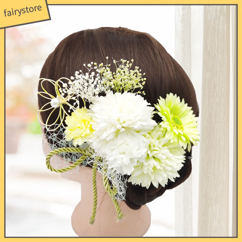 Set 9 Kẹp Tóc Chữ U Đính Hoa Cúc Nhân Tạo Đơn Giản