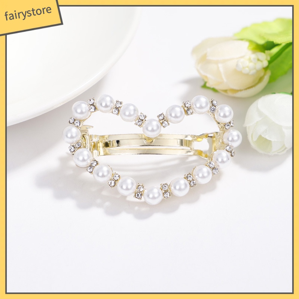 Kẹp Tóc Hình Nơ / Trái Tim Đính Ngọc Trai Giả Ngọt Ngào Cho Nữ