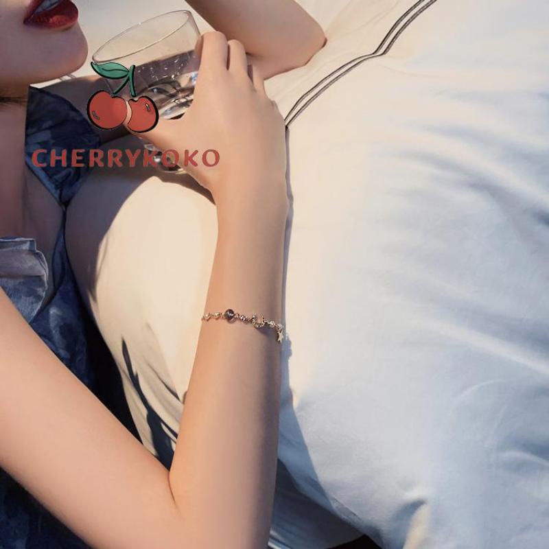🍒🍒CHERRYKOKO Vòng đeo tay mặt hình ngôi sao/mặt trăng dễ thương phong cách Hàn Quốc cho nữ