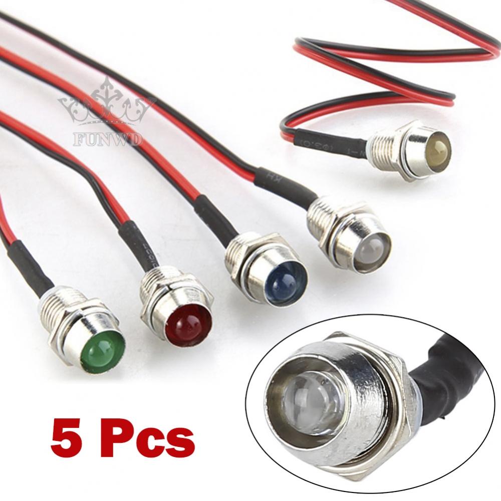 Set 5 Đèn LED 12V 6mm Chuyên Dụng Cho Xe Hơi / Tàu Thuyền Mới