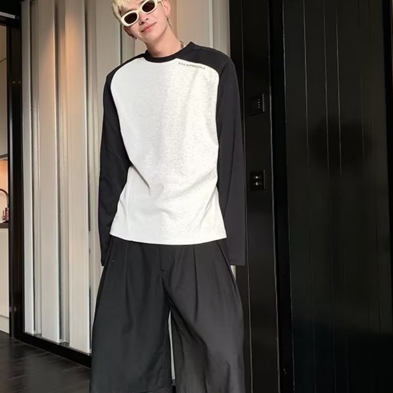 Áo Thun Ngắn Tay Phối Màu Sắc Tương Phản Thời Trang Cho Nữ