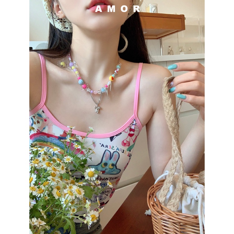 Vòng cổ Chuỗi Hạt Nhiều Màu Sắc Ngọt Ngào Thời Trang Mùa Hè Cho Nữ