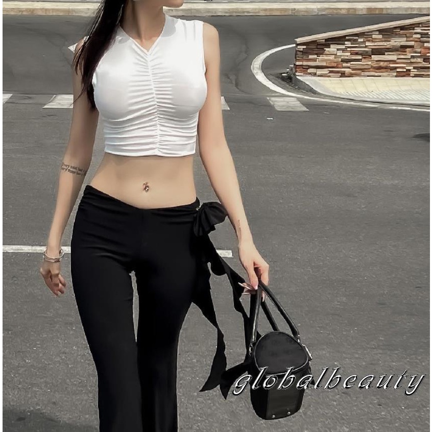 Áo Lửng Không Tay Cổ Chữ V Thời Trang Quyến Rũ Cho Nữ