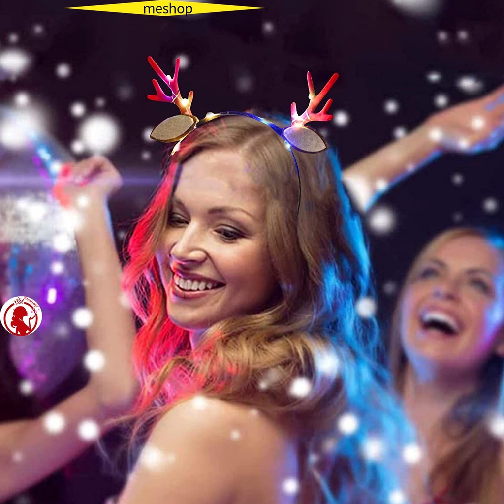 Băng Đô Cài Tóc Hình Sừng Tuần Lộc Lấp Lánh Phát Sáng Độc Đáo