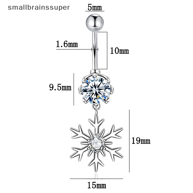 Khuyên Rốn Bằng Thép Không Gỉ Đính Đá Zircon Hình Bông Tuyết Màu Hồng Và Trắng Sáng Tạo Quyến Rũ Dành Cho Nữ SBS