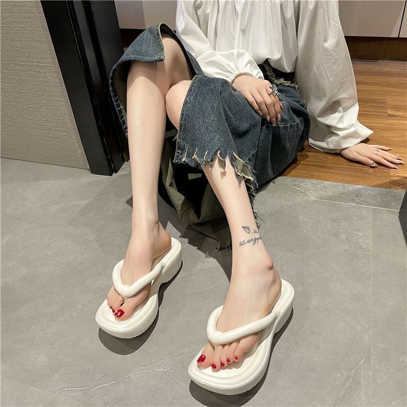 Huaqoo Dép bánh mì guốc dép giày nữ Màu Sắc Đơn Giản Thoải Mái Cao Gót Chống Trơn Trượt dép đế xuồng HDLX061305