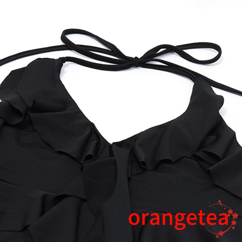 Set Áo Cổ Chữ V Hở Lưng Nhún Bèo + Khăn Choàng Cổ Phối Tua Rua Thời Trang Đường Phố Cho Nữ