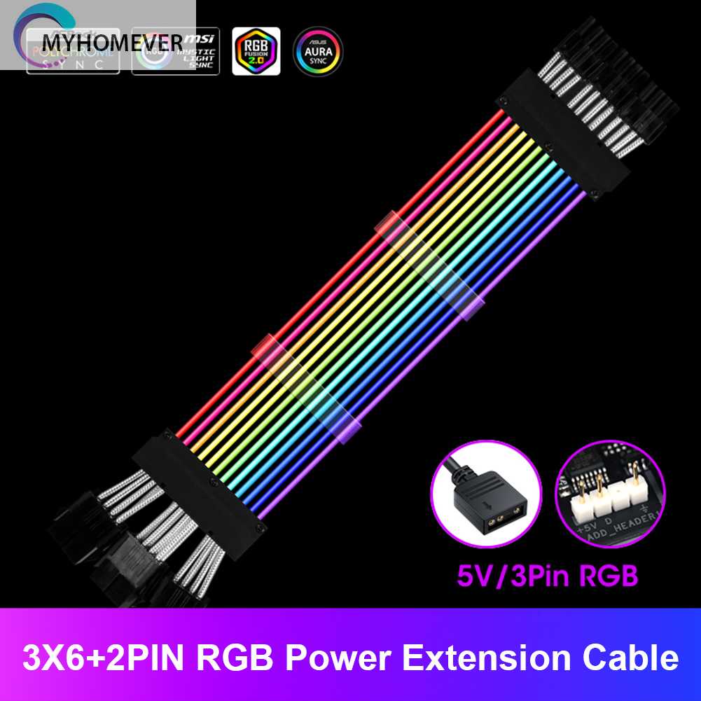 Dây Cáp Nối Dài 8-Pin RGB ATX 24Pin PCIe GPU Chất Lượng Cao