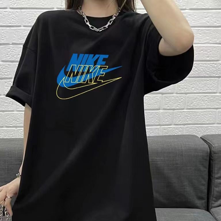 Áo Thun Thể Thao cotton Nguyên Chất In Chữ nk Lớn Mùa Hè Mới + Thẻ Đơn Giản Cho Cặp Đôi