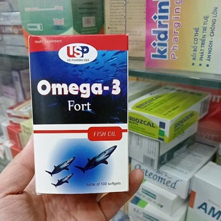 Dầu cá Omega 3 Fort Lọ 100 viên nang USP giảm khô mắt, mỏi mắt và sáng mắt hiệu quả ngay lọ đầu tiên TAMPHARMA