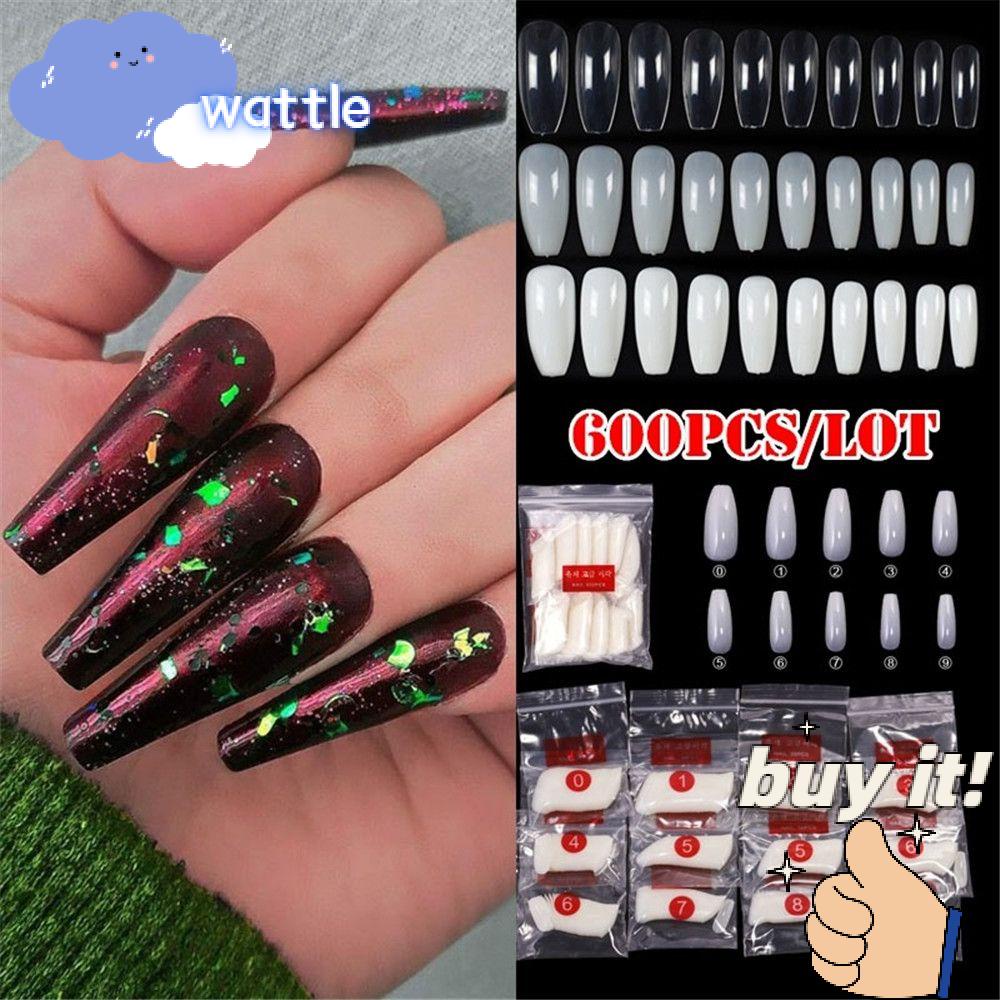 Bộ 600 Móng Tay Giả Ballerina Kiểu Pháp Có Thể Tháo Rời