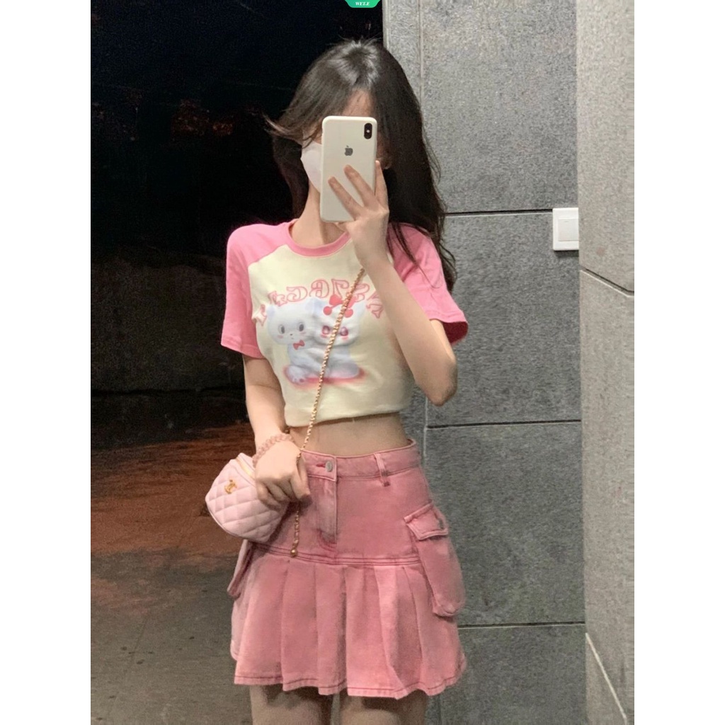 Áo Thun Ngắn Tay In Hình Mèo Hoạt Hình Sáng Tạo Thời Trang Mùa Hè Hàn Quốc Dành Cho Nữ Y2k