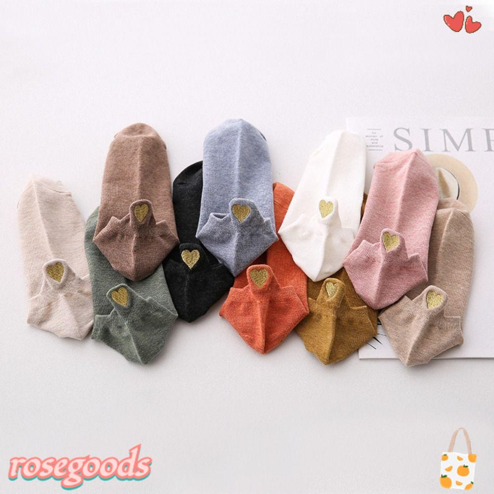 Set 4 Đôi Vớ Cổ Thấp In Họa Tiết Trái Tim Dễ Thương Thời Trang