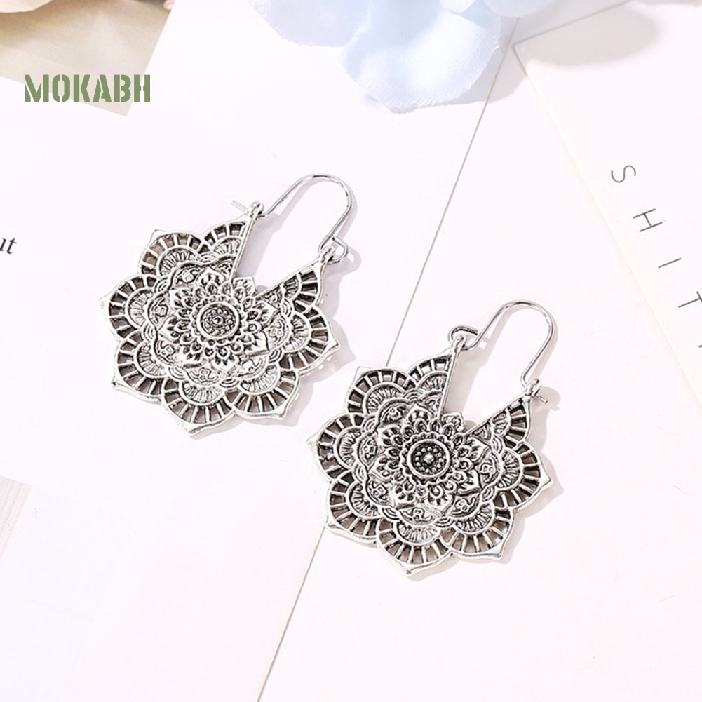 [Mok Abh] Khuyên Tai Họa Tiết Hình Hoa Kiểu Dáng Vintage