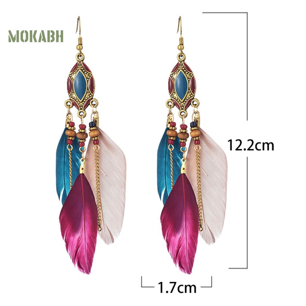1 Cặp Bông Tai Hình Lông Vũ Nhiều Màu Sắc Thời Trang Dự Tiệc