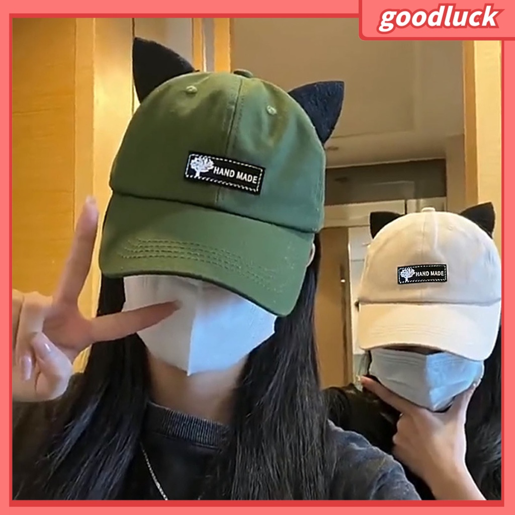 [GLO] Mũ Phi Công Cá Tính Với Kính Râm Trong Suốt Trang Trí Tai Mèo Có Thể Gập Lại Cho Unisex