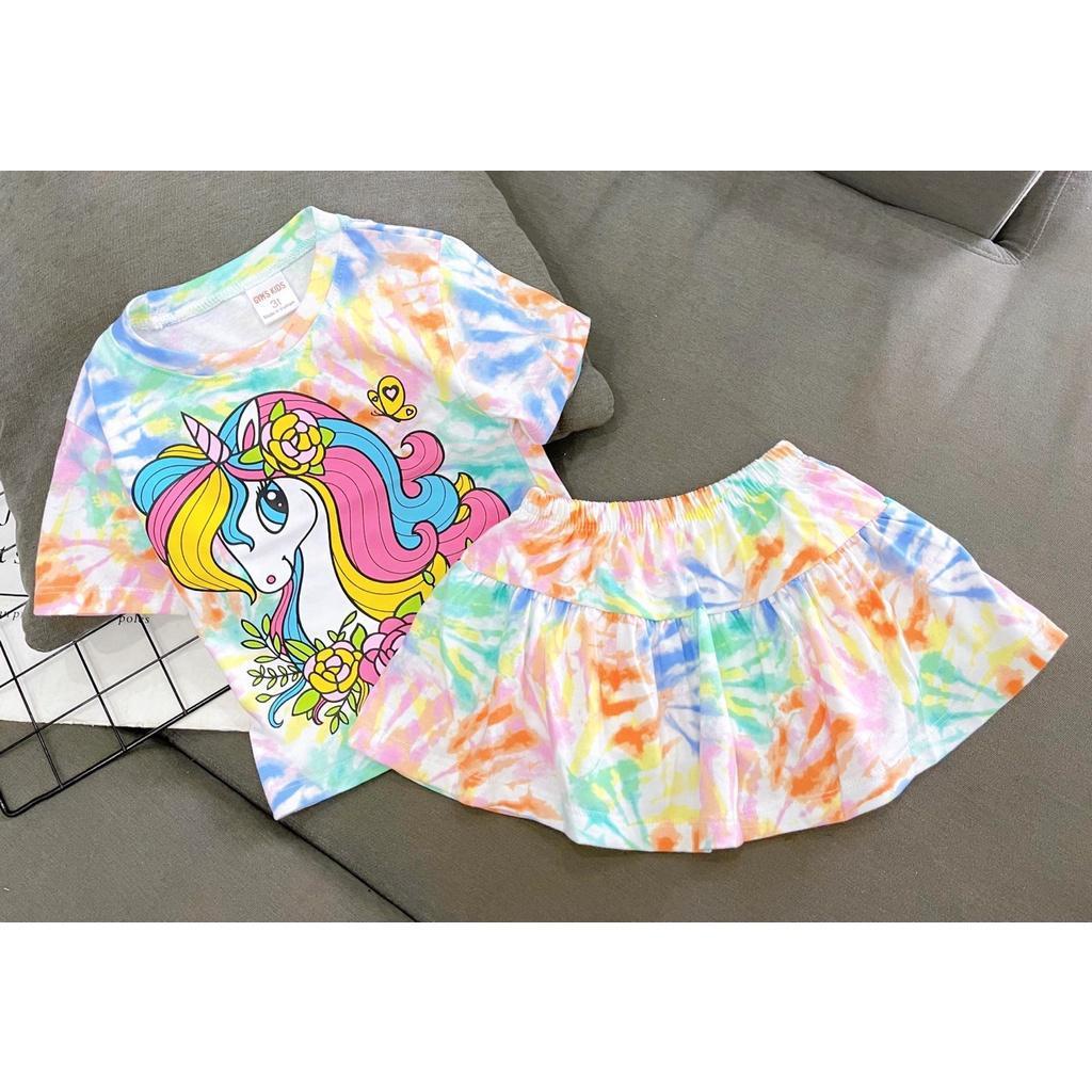 Sét váy cotton xuất mềm mịn có chip cho bé gái từ 12-30kg YR0076