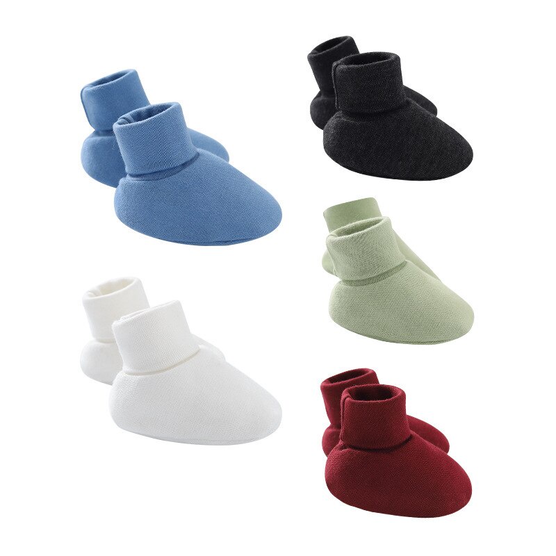 Bộ Găng Tay Và Vỏ Bọc Chân Bằng Cotton Mềm Chống Trầy Xước Màu Trơn Cho Bé Sơ Sinh