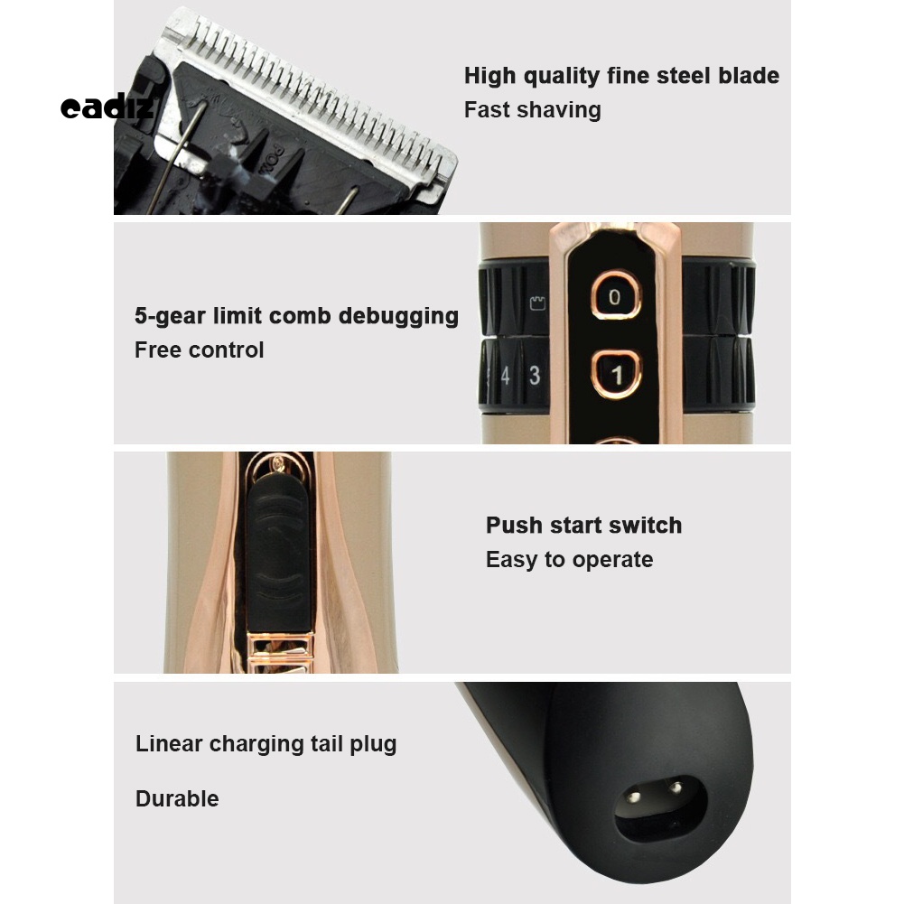 Bộ Tông Đơ Cắt Tóc Không Dây Tiếng Ồn Nhỏ Có Thể Sạc Lại Tiện Dụng