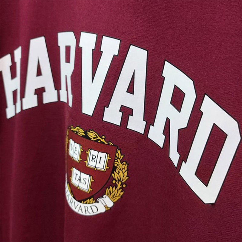 Áo thun HANLU tay ngắn cổ tròn phong cách Harvard cho nam