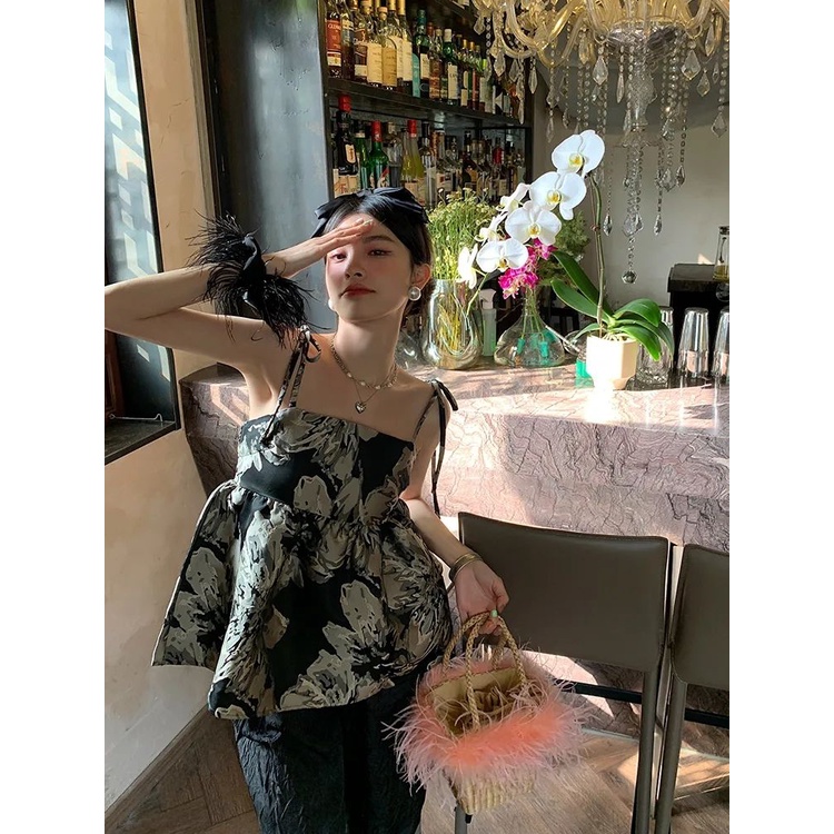 COZOK Áo Hai Dây Cột Nơ Thời Trang Retro Gợi Cảm Cho Nữ