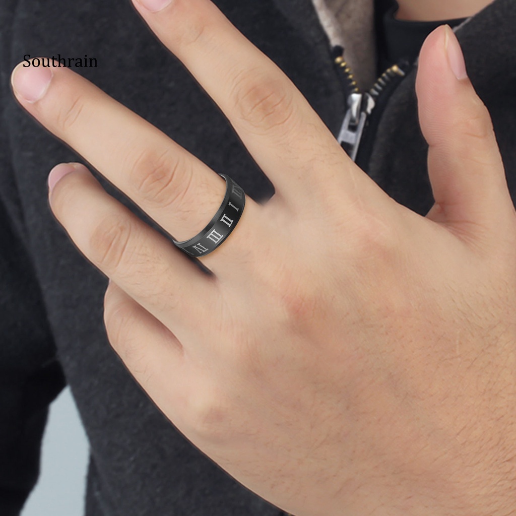 Nhẫn Thép Không Gỉ Sang Trọng In Số La Mã Cho Nam