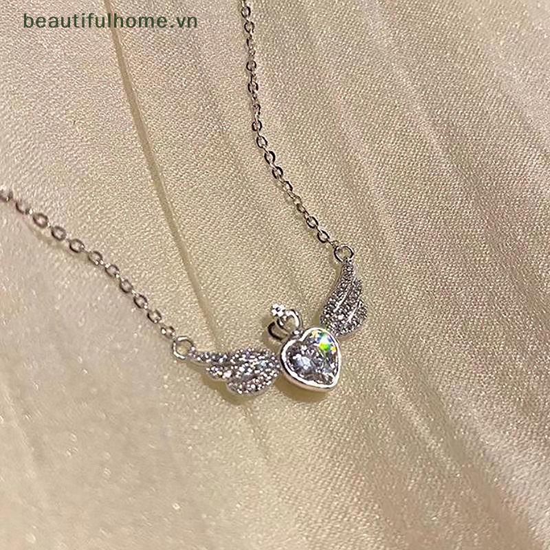 [beautifulhome] Vòng cổ Pha Lê Hình Cánh Trái Tim Phong Cách Ins Nhẹ Nhàng Thời Trang Dễ Phối Đồ Trang Sức Cho Nữ [beauty]