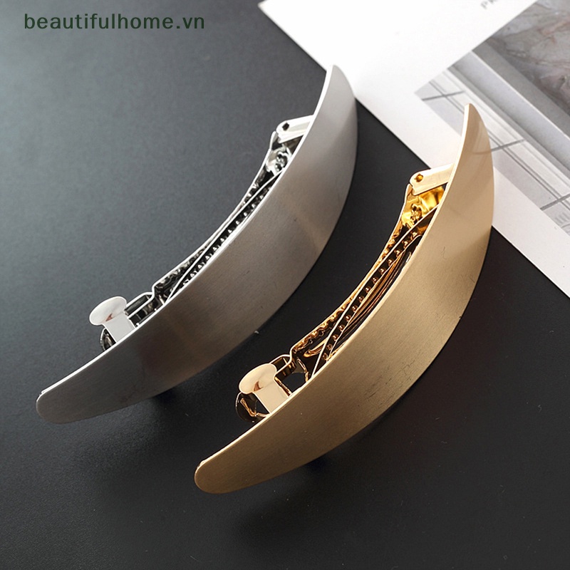 Kẹp Tóc Kim Loại Màu Vàng / Bạc Đơn Giản Cho Nữ