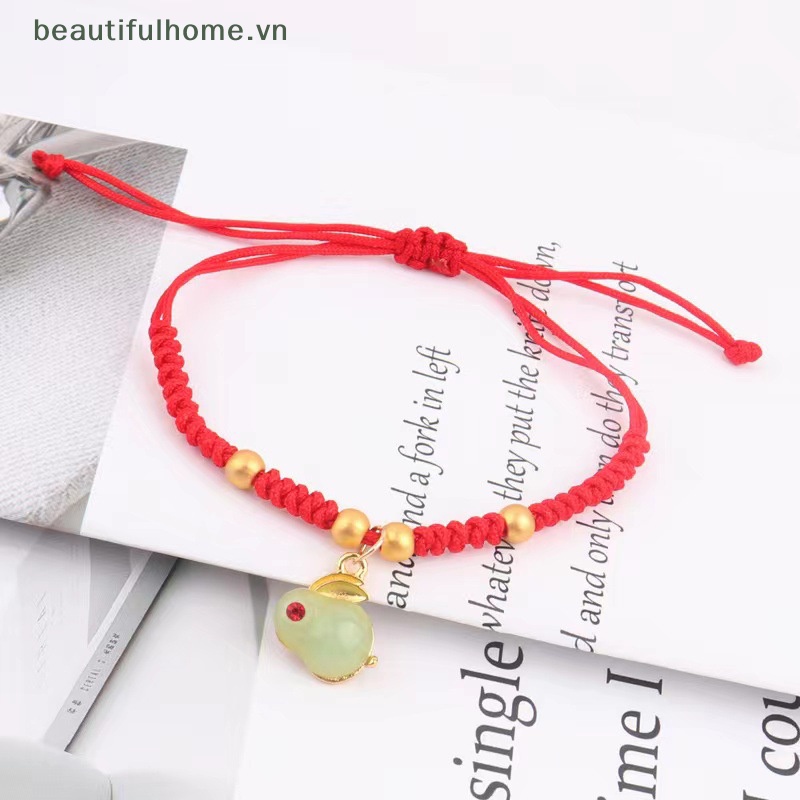 [beautifulhome] Vòng Tay Thỏ May Mắn Dây Bện Màu Đỏ Phong Cách Trung Hoa Cổ Điển Có Thể Điều Chỉnh Làm Quà Tặng Trang Sức Năm Mới [beauty]