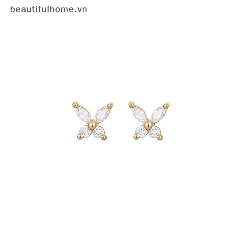 Bông Tai Hình Bướm Đính Pha Lê Thời Trang Dành Cho Nữ