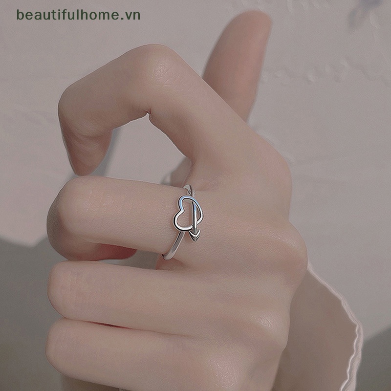 [beautifulhome] Nhẫn Cưới Hình Mũi Tên Tình Yêu Lãng Mạn Màu Bạc Tinh Tế Kích Thước Miễn Phí Cho Nữ Giới Anillos Bijoux [beauty]