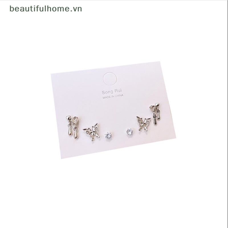 Set 6 Khuyên Tai Tròn Màu Bạc Phong Cách Hàn Quốc Thời Trang Cho Nữ Y2K