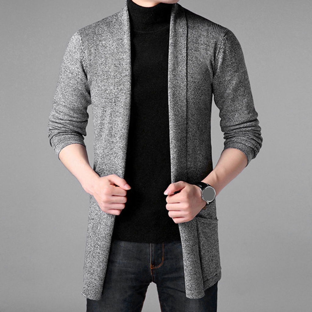 Áo Khoác Cardigan Dệt Kim Màu Sắc Tinh Khiết Chống Nhăn Thời Trang Thu Đông Cho Nam Giới