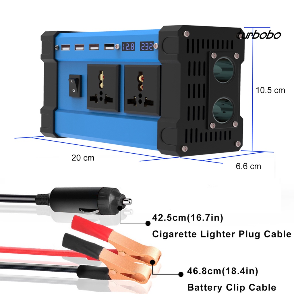 Bộ Chuyển Đổi Nguồn Điện USB 12V 300W Thông Dụng Với Màn Hình Hiển Thị Điện Áp Cho Xe Hơi Xe Tải TV Laptop
