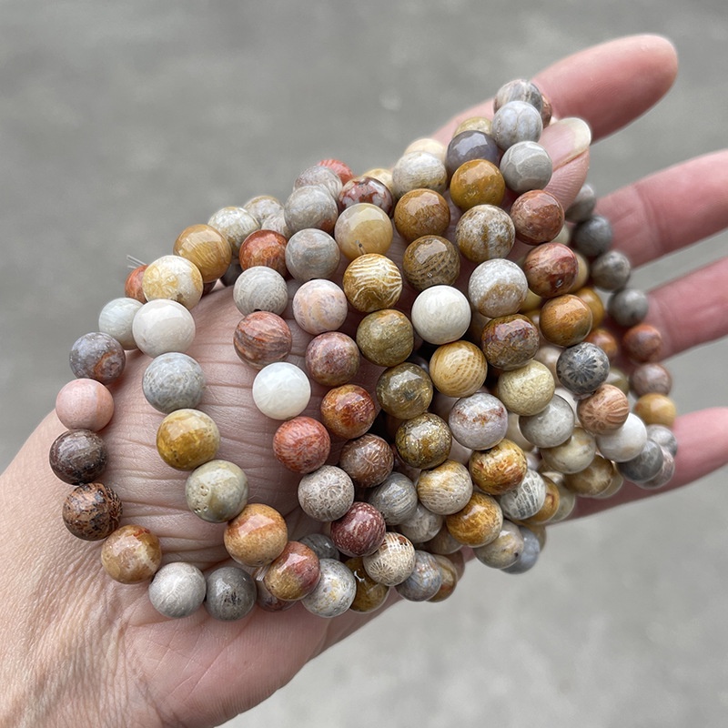 Vòng Tay Chuỗi Hạt Tròn Màu San Hô Tự Nhiên Đơn Giản Thời Trang Phong Cách retro