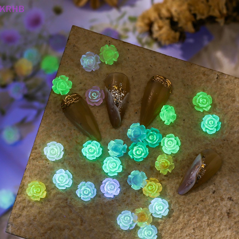 Set 50 Hoa Hồng Dạ Quang 10MM Dùng Để Trang Trí Móng Nghệ Thuật Mới