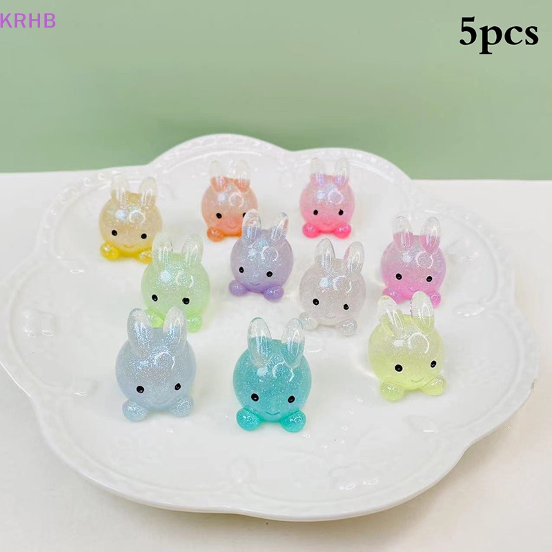 Set 5 Chú Thỏ Mini Bằng Nhựa Phát Quang Trang Trí Vườn Nhà Độc Đáo Mới