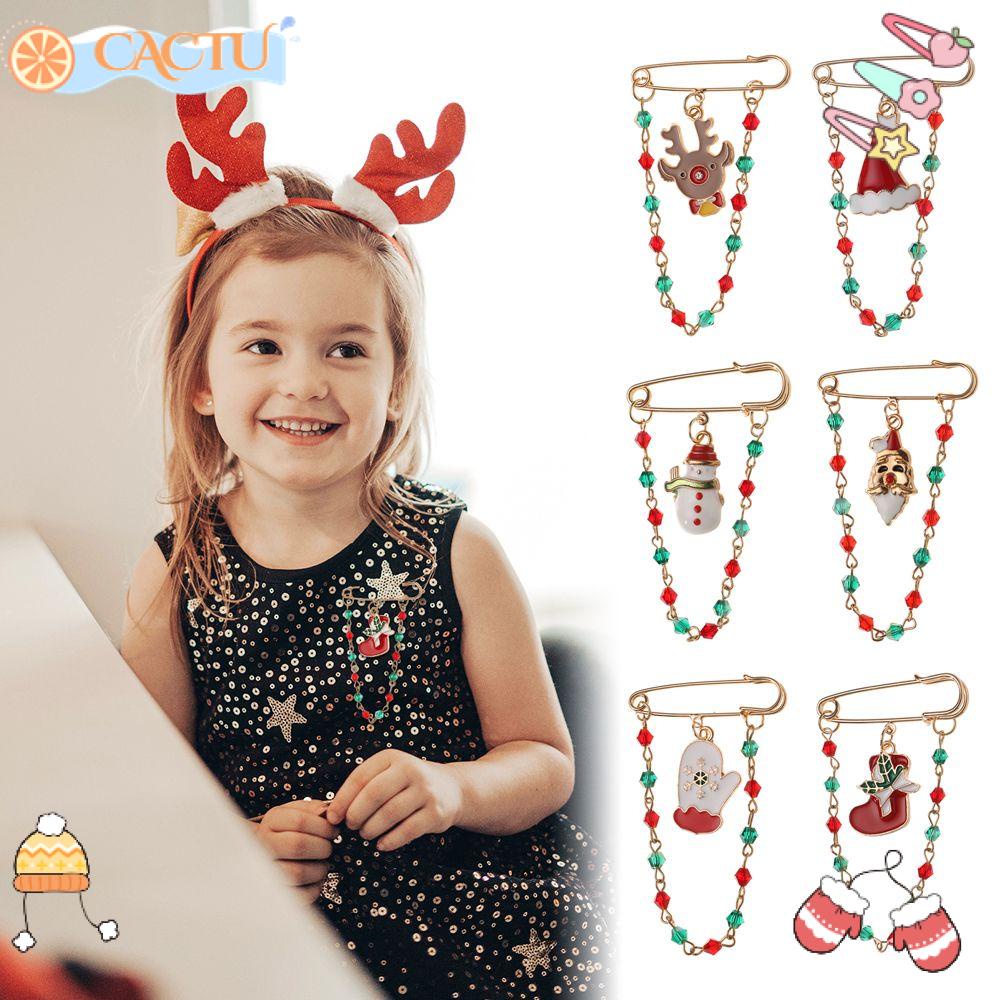 Ghim Cài Áo Đính Hạt Phối Tua Rua Họa Tiết Giáng Sinh Dễ Thương