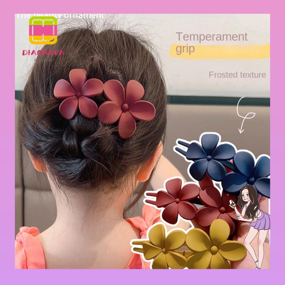 Bộ 4 Kẹp Tóc Hai Đầu Màu Trơn Bằng Acrylic Dành Cho Nữ