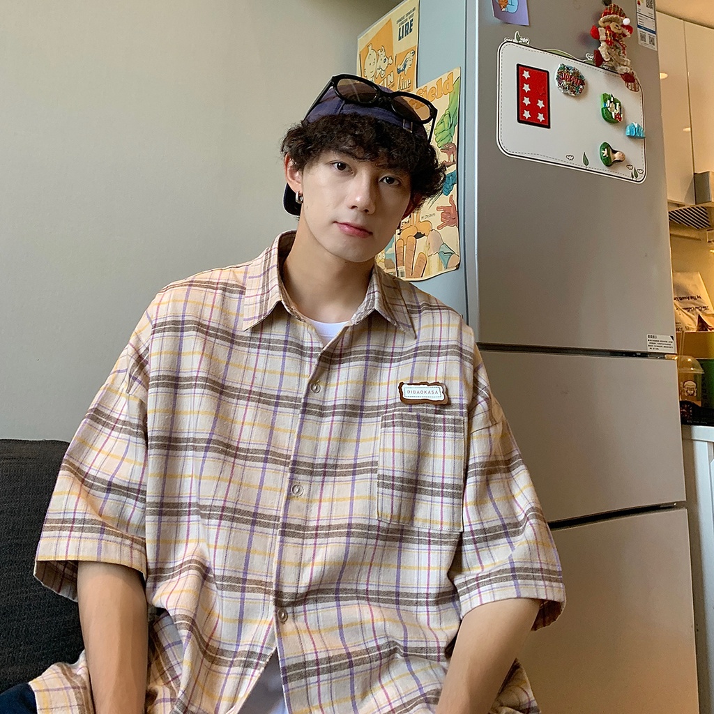 Áo Sơ Mi Tay Ngắn Phong Cách Thời Trang Đường Phố Nhật Bản Mới Cho Nam