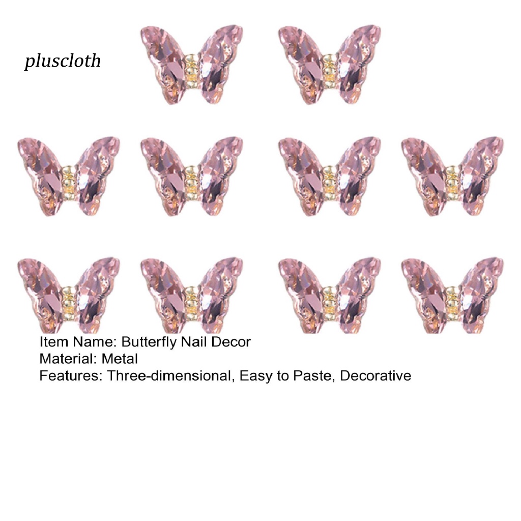 Set 10 Phụ Kiện Trang Trí Móng Tay Nghệ Thuật Hình Bướm Ba Chiều Không Phai