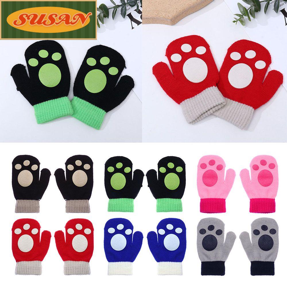Găng Tay Đan Len Mùa Đông Dày Dặn Ấm Áp Màu Sắc Ngọt Ngào Cho Bé 1-4 Tuổi