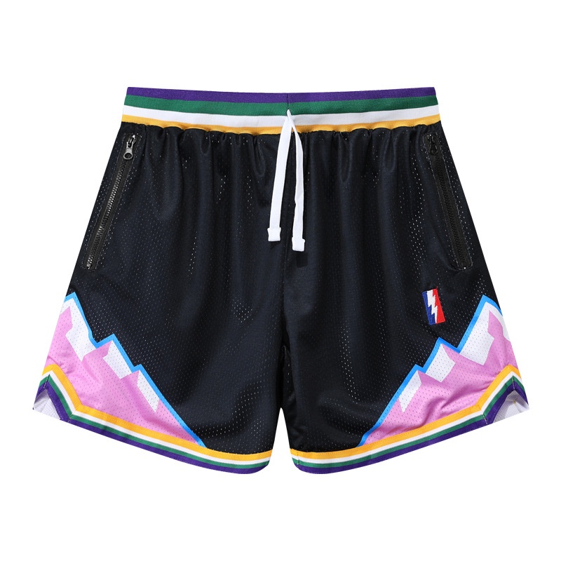 Quần Short Thể Thao Bóng Rổ Phối Lưới Hai Lớp Dài Đến Đầu Gối Phong Cách Retro Mỹ