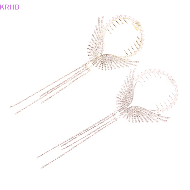 Kẹp Tóc Đuôi Ngựa Hình Đôi Cánh Thiên Thần Đính Ngọc Trai Thời Trang Mới