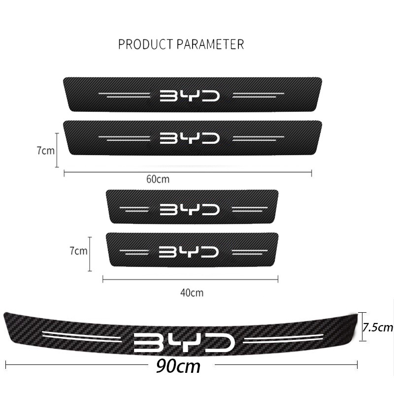 Miếng Dán Cửa Xe Hơi BYD Atto 3 E6 Bằng Da Sợi Carbon Chống Trầy Xước