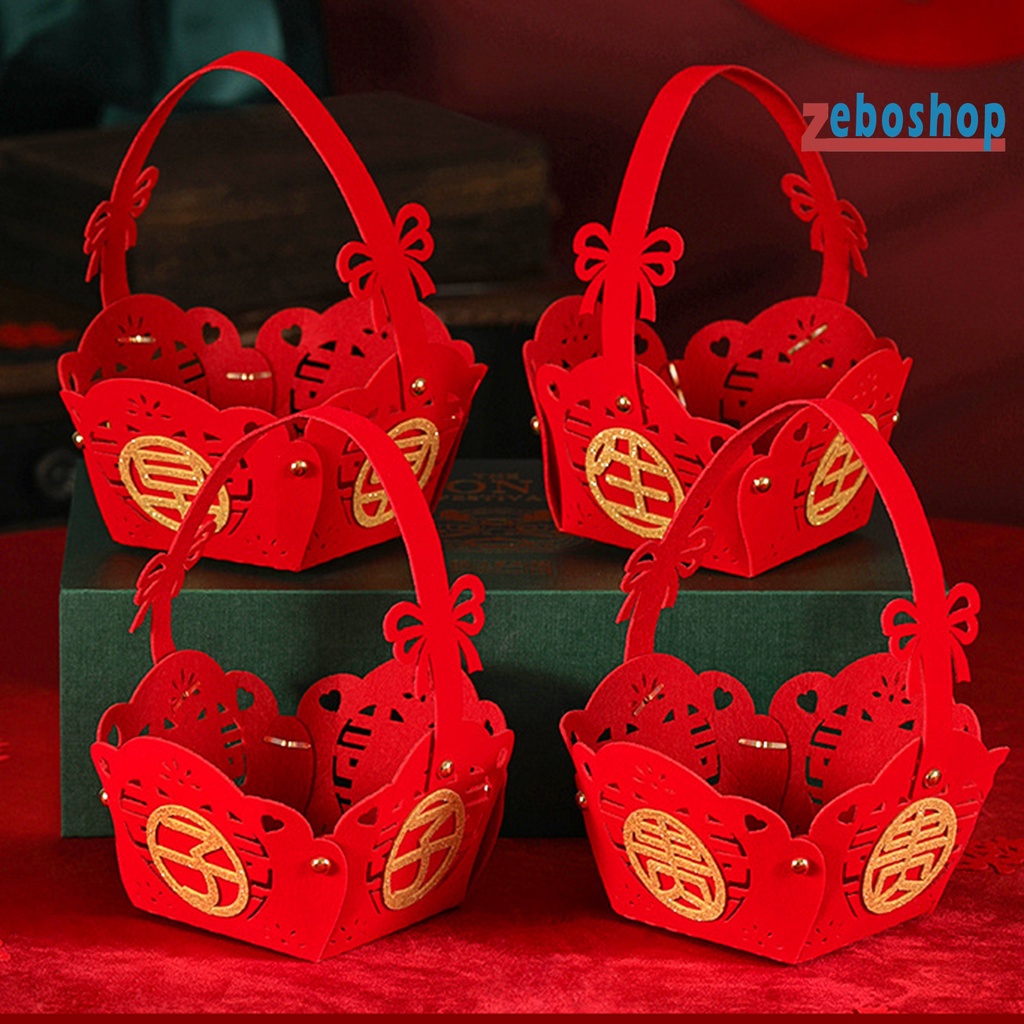 Giỏ Hấp Bánh Bao Bằng Vải Không Dệt Màu Đỏ Phong Cách Trung Hoa Chống Mài Mòn Tiện Dụng