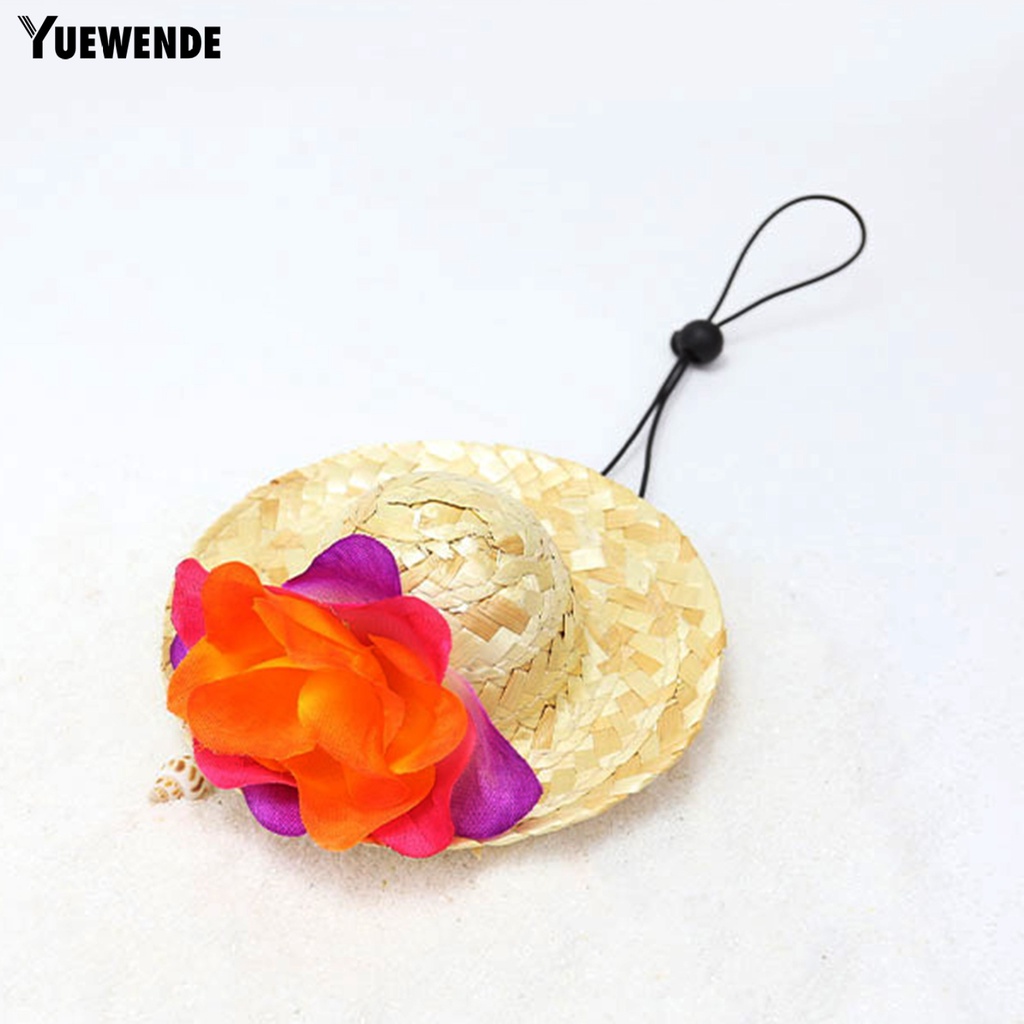 Yq.e Mũ Rơm Hawaiian Thoáng Khí Màu Tươi Sáng Kèm Vòng Hoa Cho Thú Cưng