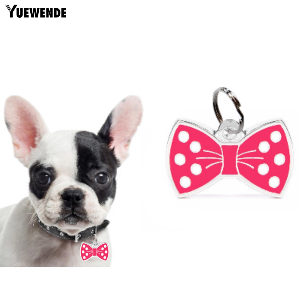 Yq.e Thẻ ID Thú Cưng Bằng Hợp Kim Kẽm Hình Nơ Chống Ăn Mòn Phong Cách Cho Thú Cưng