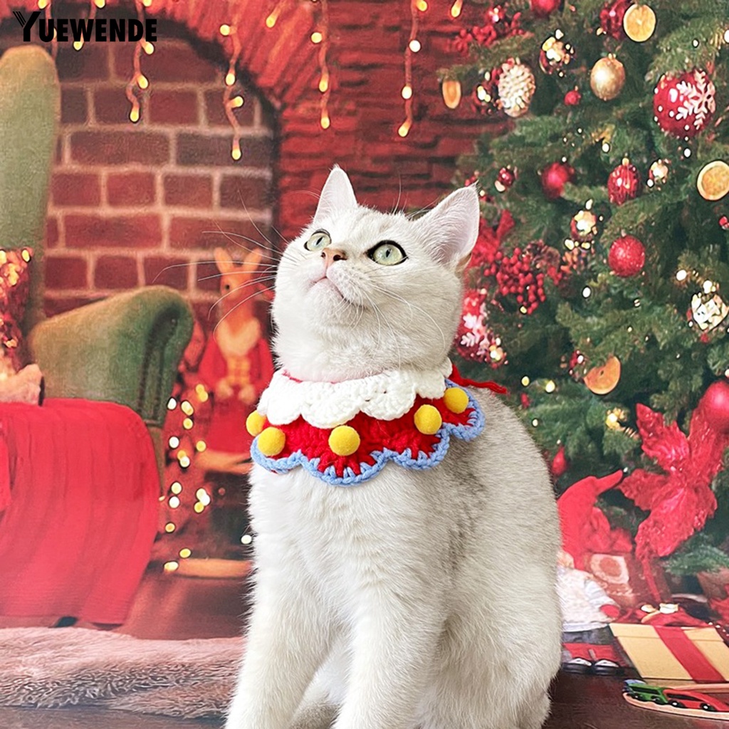 Yq.e Yếm Đeo Cổ Hai Lớp Thân Thiện Với Da Họa Tiết Cánh Hoa Trang Trí Giáng Sinh Dành Cho Thú Cưng