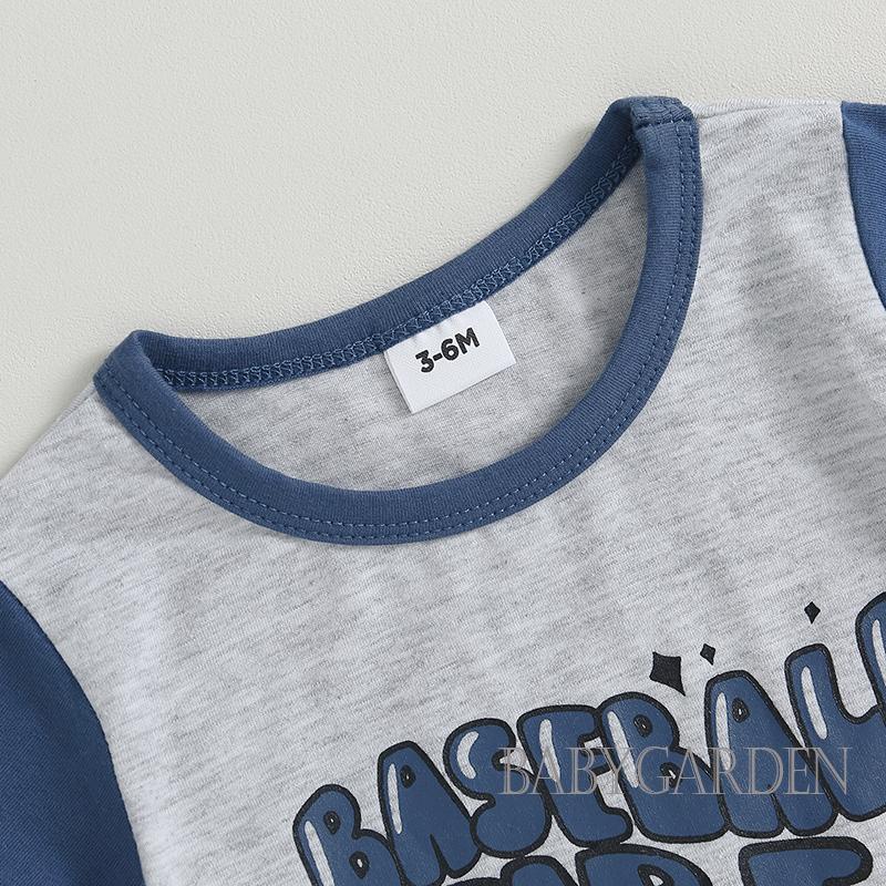 Set Áo Thun Tay Ngắn &amp; Quần Short Bóng Chày Cho Bé Trai Từ 3-24 Tháng Tuổi